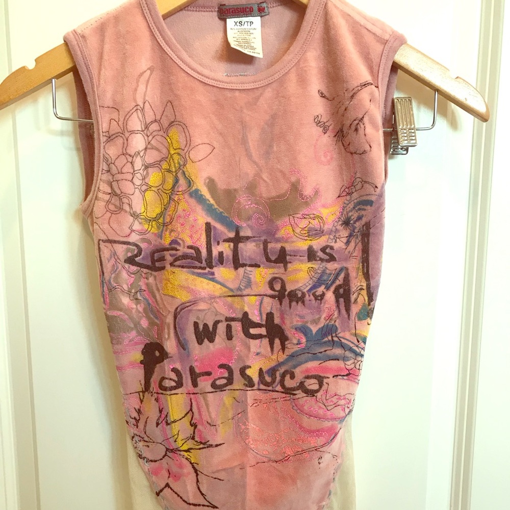 Parasuco Jeans light pink top with sheer net back